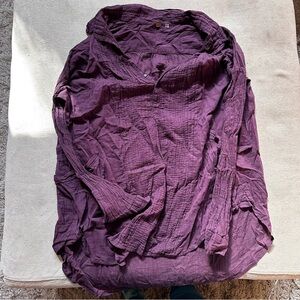 Free People Purple Crinkled Button-Up Shirt